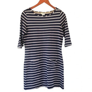 Boden navy blue off white striped shift tunic dress nautical old money fisherman